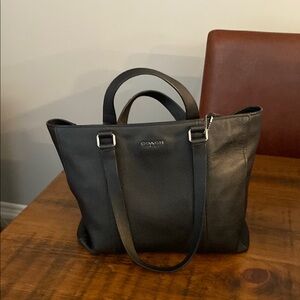 Coach Black Leather Tote with Gold Hardware